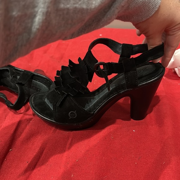 Born Black Women's Heels with Ruffle Detail - Picture 2 of 5